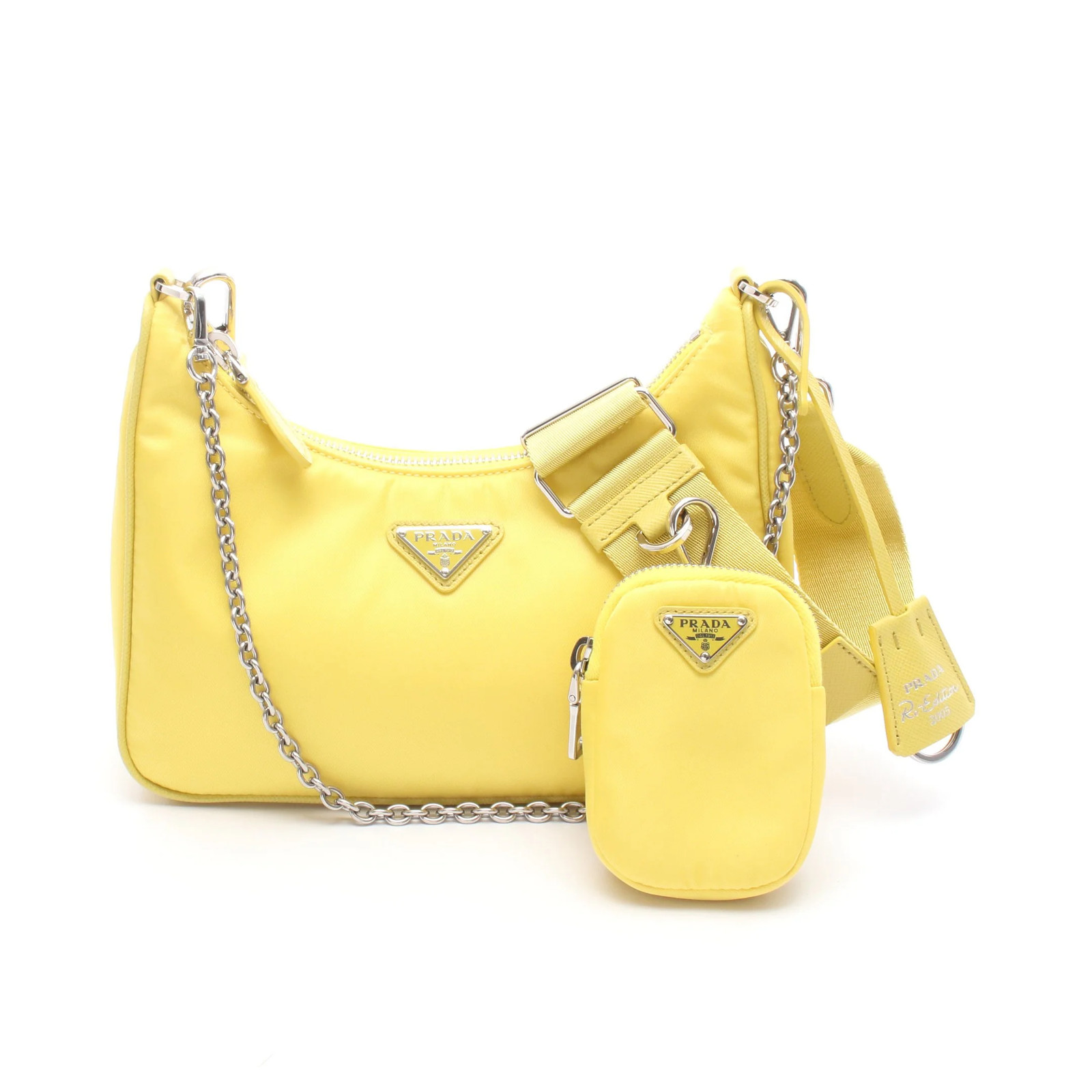 Prada Re-Edition 2005 Shoulder Bag Yellow Leather #RCB1263