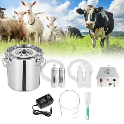 9L Electric Dual Head Sheep Goat Milking Machine Cow Milker Vacuum Pump Impulse