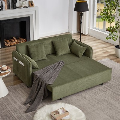 FX'' 66 Inch Sleeper Sofa Bed 3-in-1 Adjustable Sleeper with Pullout Bed 4 Pillo