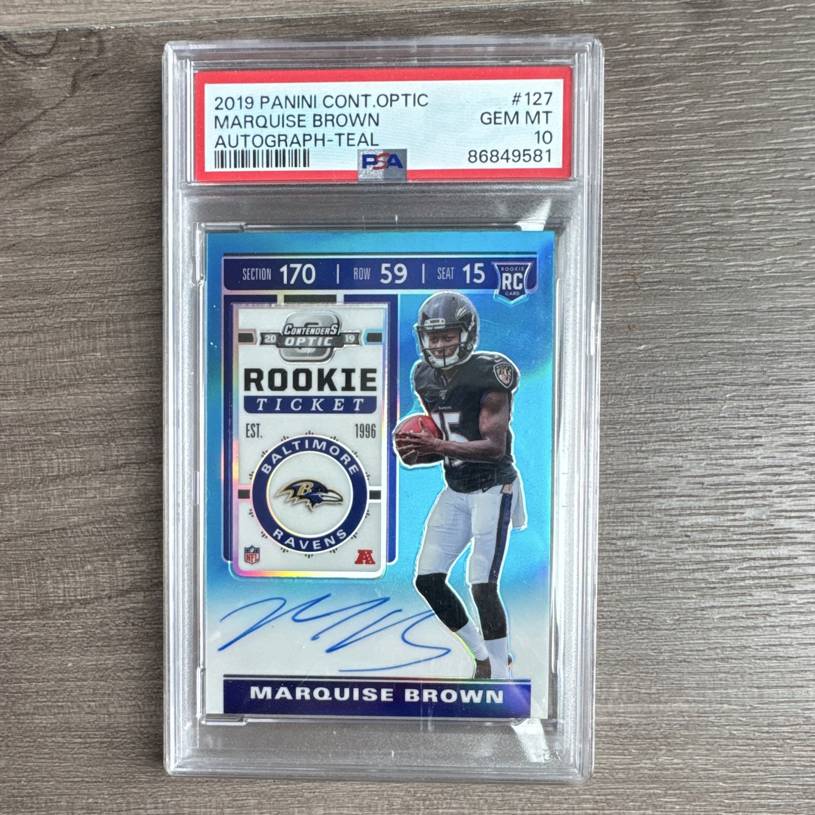 Marquise Brown Panini Contenders Optic #127 Autograph-Teal