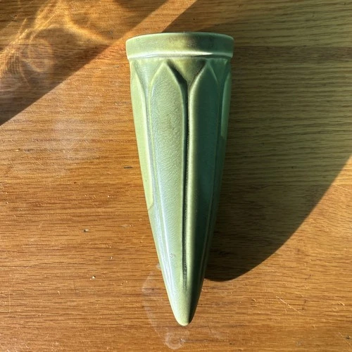 Antique Rookwood Pottery 1924 Wall Pocket Vase Green 8” #2008