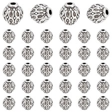 200pcs Tibetan Style Spacer Beads 6mm Round Alloy Antique Silver Beads Metal ...