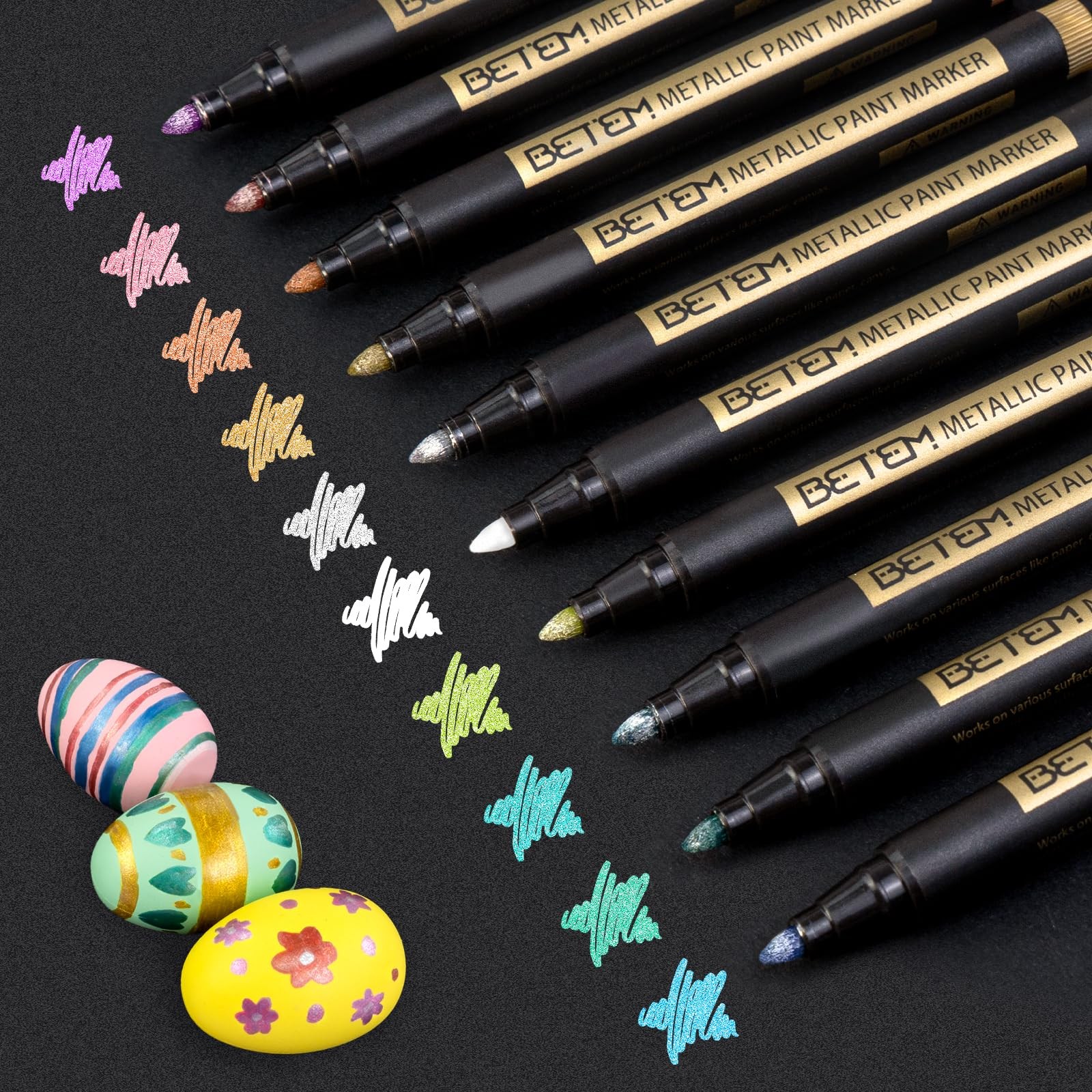 , 10 Colors Acrylic Metallic Markers For Black Paper, 2...