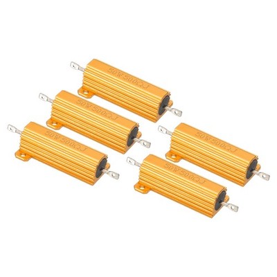 50W 500 Ohm Aluminum Shell Resistor, 5pcs Housing Resistor 5% Tolerance, Golden