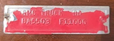 Vintage GMC Truck Data Plate