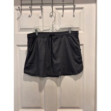 Lucy Womens Gray Heather Active Skirt Large Pockets Drawstring Athletic Tennis