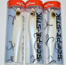 3 lures bill lewis scope-stik 120 4.75" bass jerkbait 3/8oz cajun bone white