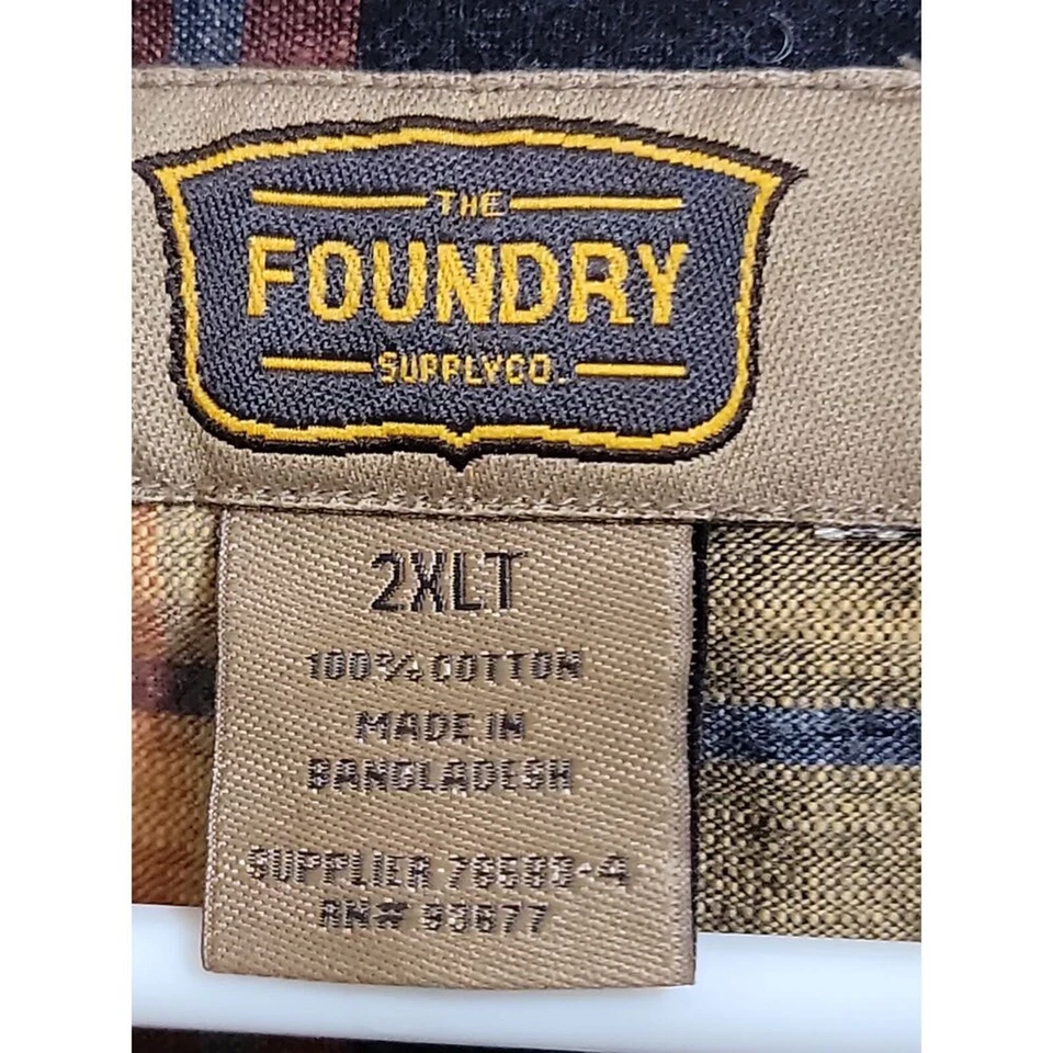 The Foundry Curry Plaid Long Sleeve Flannel Shirt 2XLT - Image 2 of 4