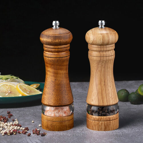 Molinillo de sal y pimienta de cocina retro molino cuerpo de madera visible tosquedad ajustable - Imagen 15 de 22