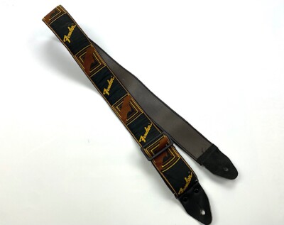 Old Fender Monogramm guitar strap   black / brown   only one available  