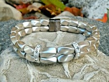 Magnetic Therapy Hematite Women Champagne Bracelet Anklet 2 row Clear Rhinestone