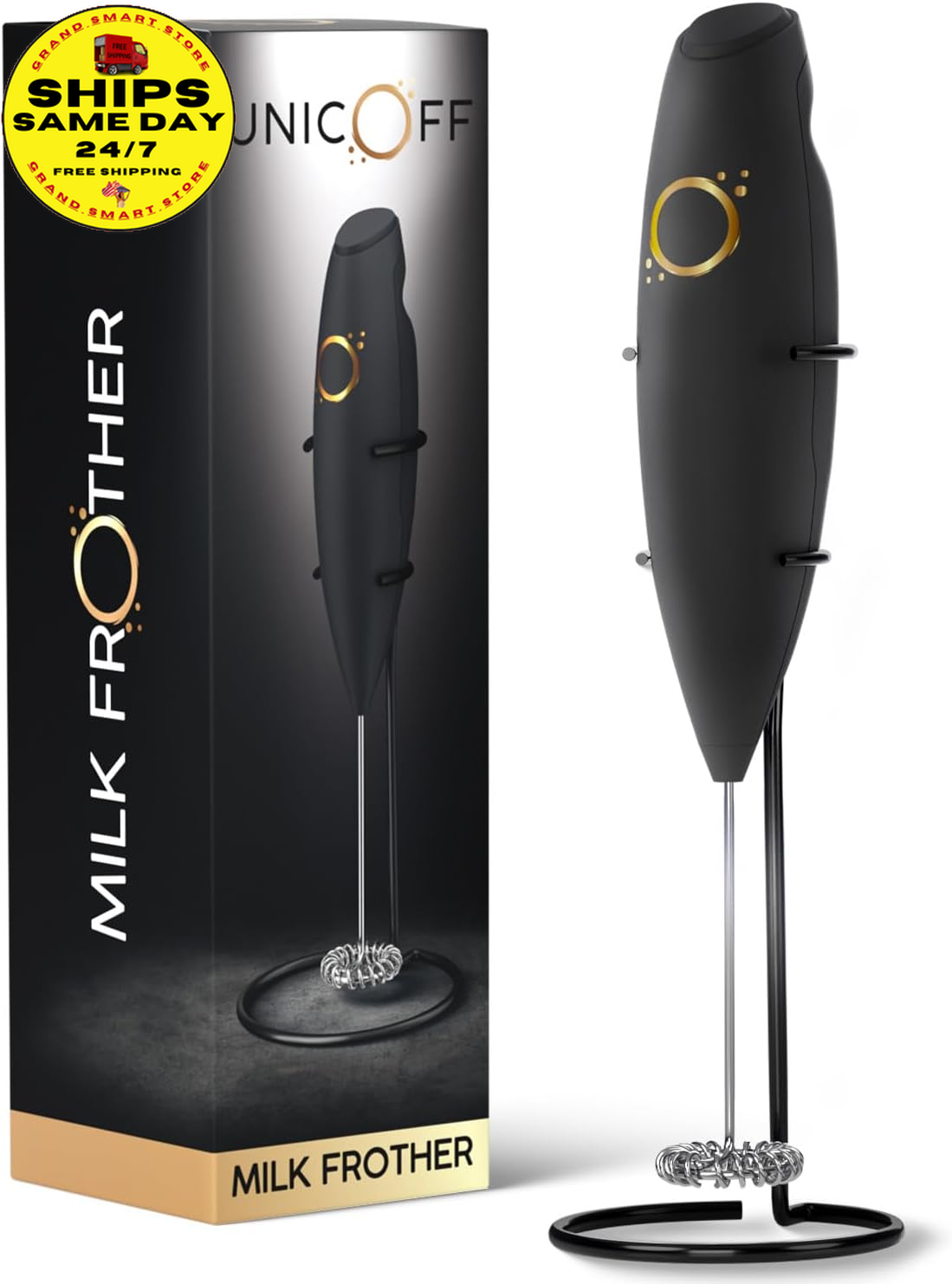 Milk Frother Matte Black - Coffee Frother Handh - High Quality Kitchen Essential