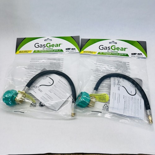 MENGE 2 GASGEAR STECKER QCC1 ACME 1⁄4"" RV 90° PROPAN ZOPFSCHLAUCH 12"" LANG