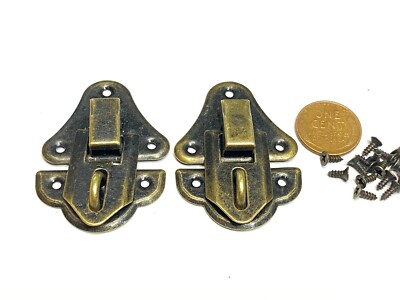 2 x 50mm x 35mm dollhouse Antique latch lock Sets Box Case Lock hinge small E5