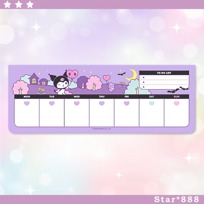 Sanrio Kuromi großer Wochenplaner To Do Liste Schreiben Memo Notizblock Schreibwaren