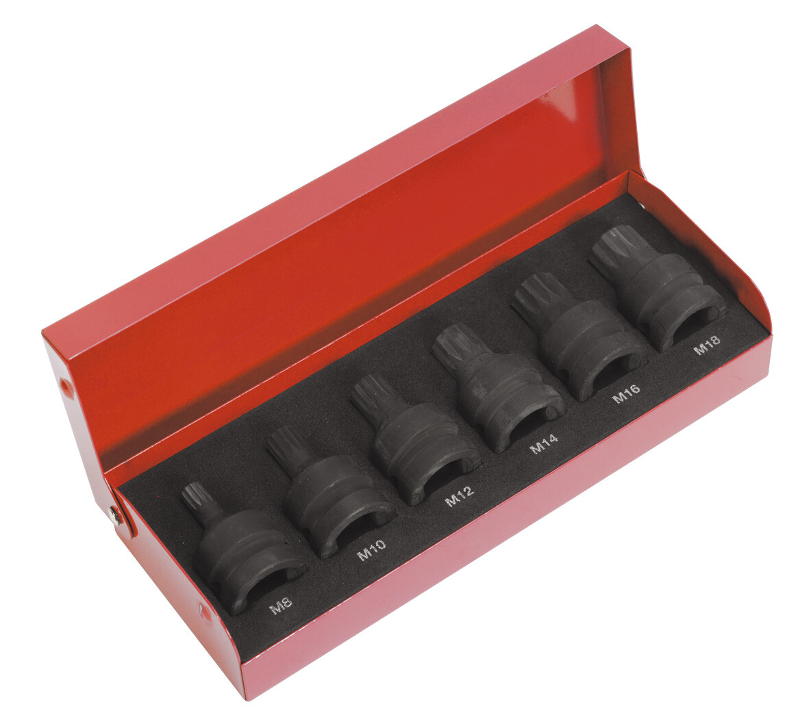 Sealey Urto Spline Presa Bit Set 6pc 1.3cmSq Guida AK5608