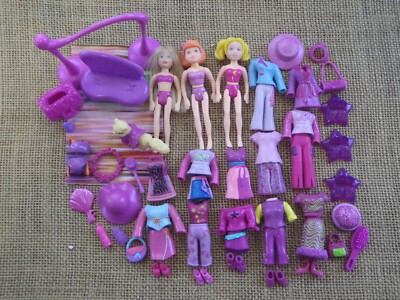Polly Pocket Doll Lot ''Colors of the Rainbow'' Purple Pet Clothes Rubber C20