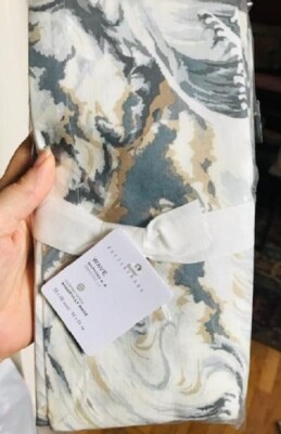 Pottery Barn Wave Print Napkins Set Gray Multi 20 sq Modern