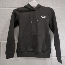 Puma Women's Size Small Essentials Embroidery Fleece Pullover Hoodie Black