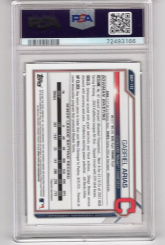 2021 Bowman Chrome Gabriel Arias Prospect Orange Refractor #/75 Indians PSA 10 - Picture 2 of 2