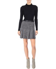 SZ 10 Rag  Bone Grey Kendall Leather Trim Waist Pleated Wool Blend Skirt 450