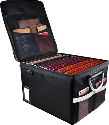 Fireproof Document File Organizer Box, Fireproof Safe Box with Lock, Portable Of