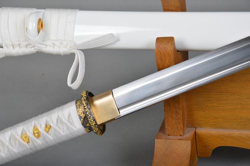 Pure White Ninjato Japanese 1095 Steel Battle Ready Sharp Ninja Straight Sword - Picture 4 of 12