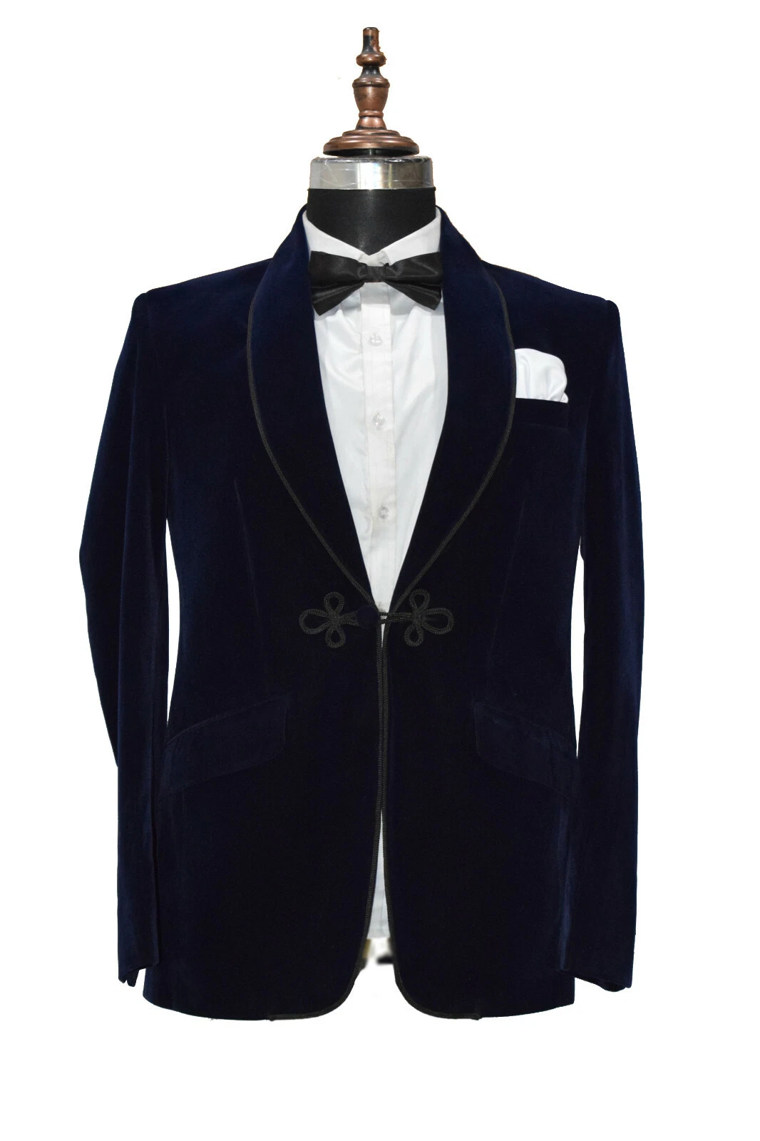 Men Navy Blue Smoking Jackets Designer Wedding Party Wear Blazer Coat