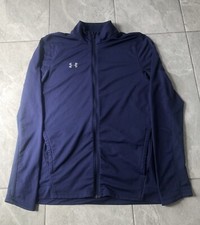 Under Armour Full Zip Track Top Womens Size Large Navy Logo Activewear Jumper