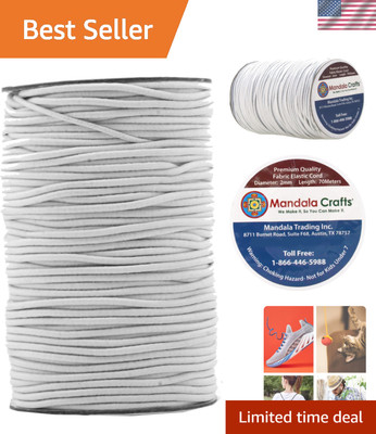 Multi-Purpose 2mm White Elastic String - 76 Yards for DIY Jewelry & Sewing