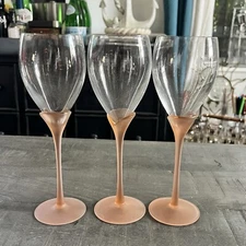 3 Mikasa Sea Mist Coral Stem Wine Goblets Glasses Frosted Ribbed 9 Inches