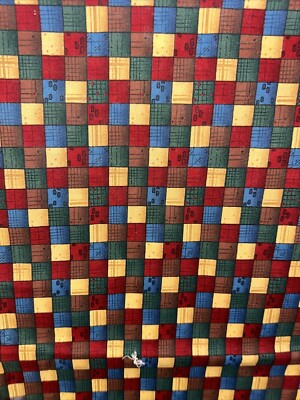 VIP Fabric Blocks Check Pattern Red Blue Green A Little Over 3 Yards X 44 