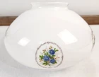 Vintage Milk Glass Globe Light Ceiling Lamp Shade Fixture Blue Roses  ~8.75"