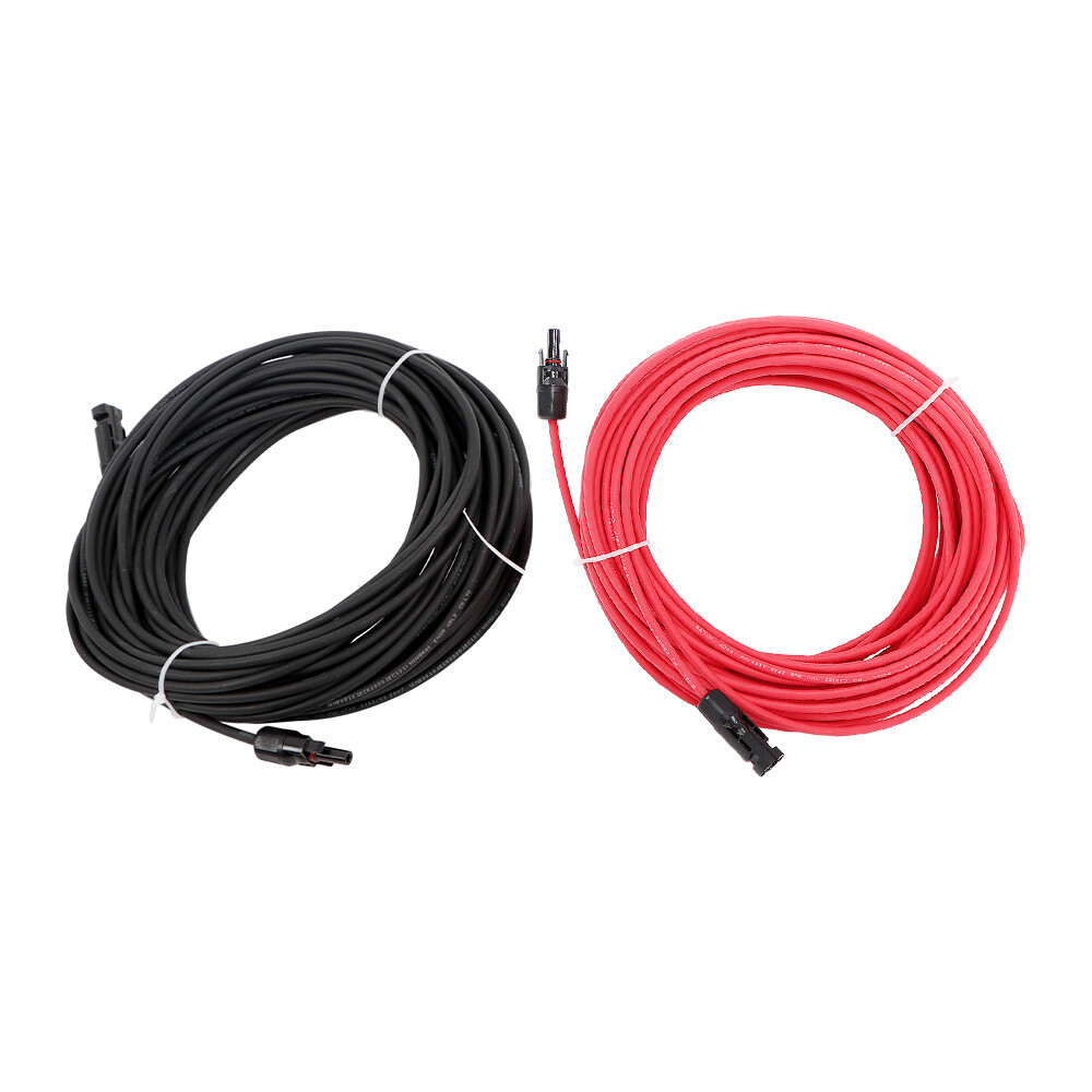 2/5/10/20M 4/6mm² Black+Red Solar Panel Extension Cable Wire+M4