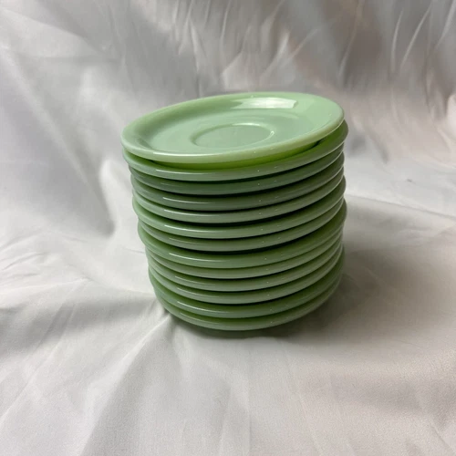 Fire King Jadeite Jadite Green Milk Glass RW Restaurant Ware Heavy Saucers