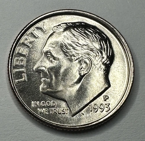 1993-P Roosevelt Dime 10cent Coin from US Mint Set. Uncirculated BU