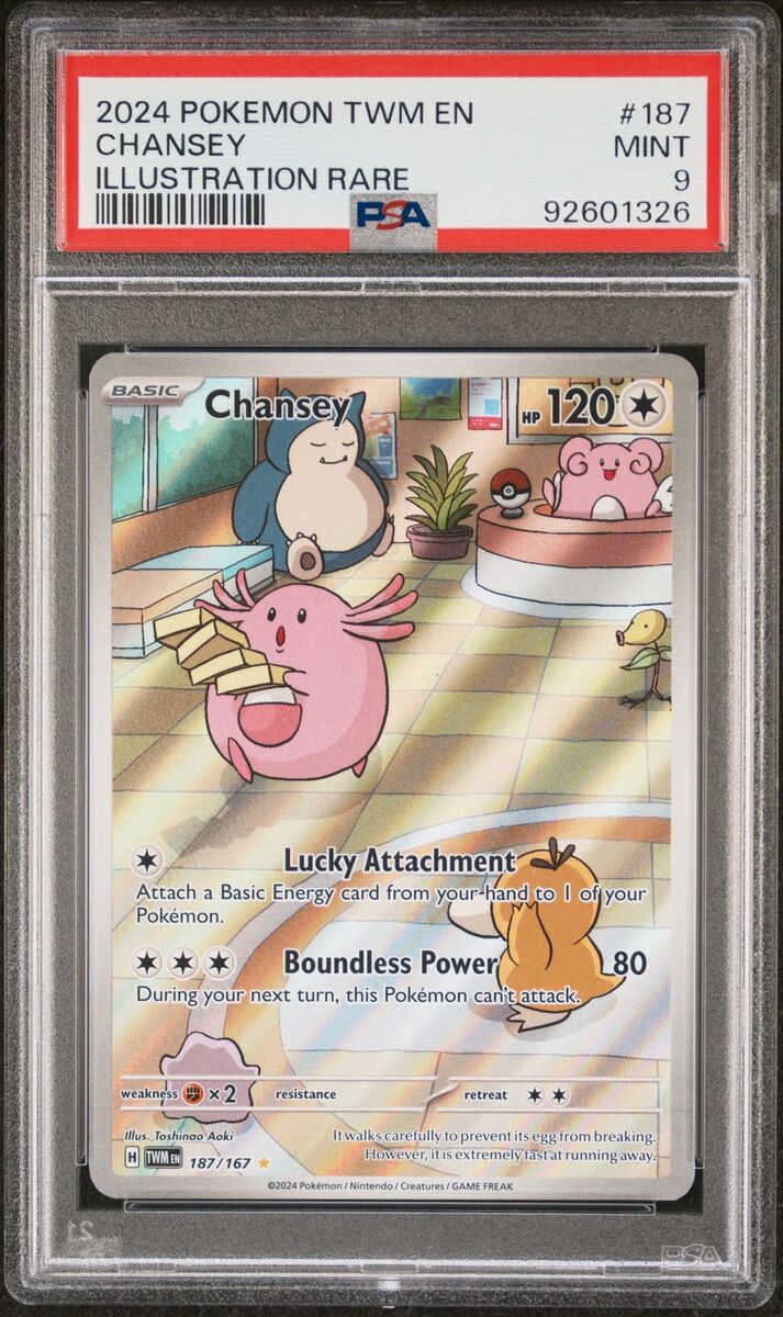 PSA 9 Chansey Illustration Rare #187 2024 Pokemon TWM PSA 9 Chansey Illustration Rare #187 2024 Pokemon TWM