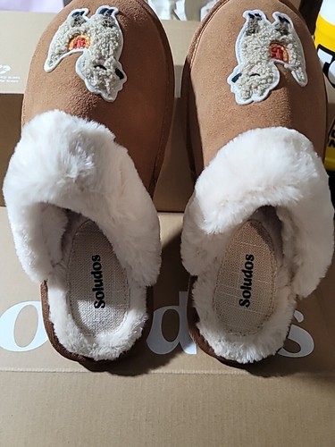 NEW IN BOX Soludos Suede Novelty Slippers Llama Size 5 Cozy Faux Fur Women’s - Picture 7 of 7