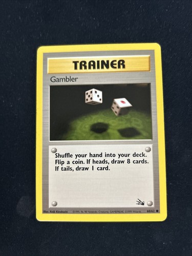 Gambler 60/62 Fossil Set Common Pokemon Trainer Card