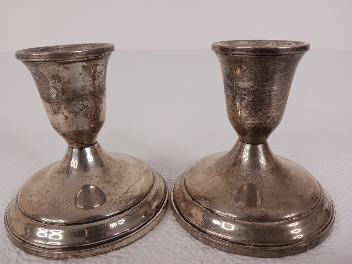 Vintage Towle Silversmiths (2) Silver Plate Candle Holder Taper