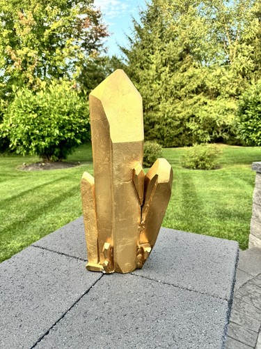 William D Scott Stone Sculpture Gold Leaf Finish 20.5” Cast Aluminum - Picture 2 of 10