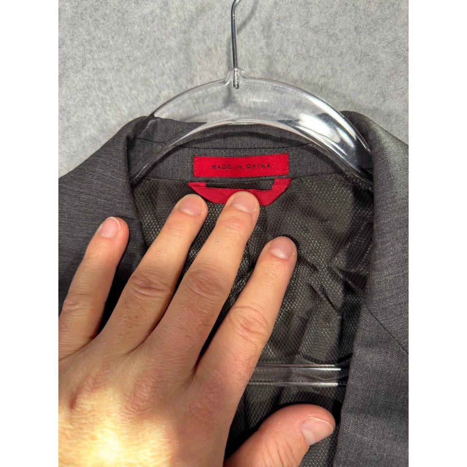 Blazer Abrigo Deportivo Alfani Rojo Lana Dos Botones Gris Calce Moderno Para Hombre 40R Foto 2 de 4