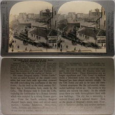 Keystone Stereoview of Old Cars in Belgrade, Yugoslavia 600/1200 Card Set #681