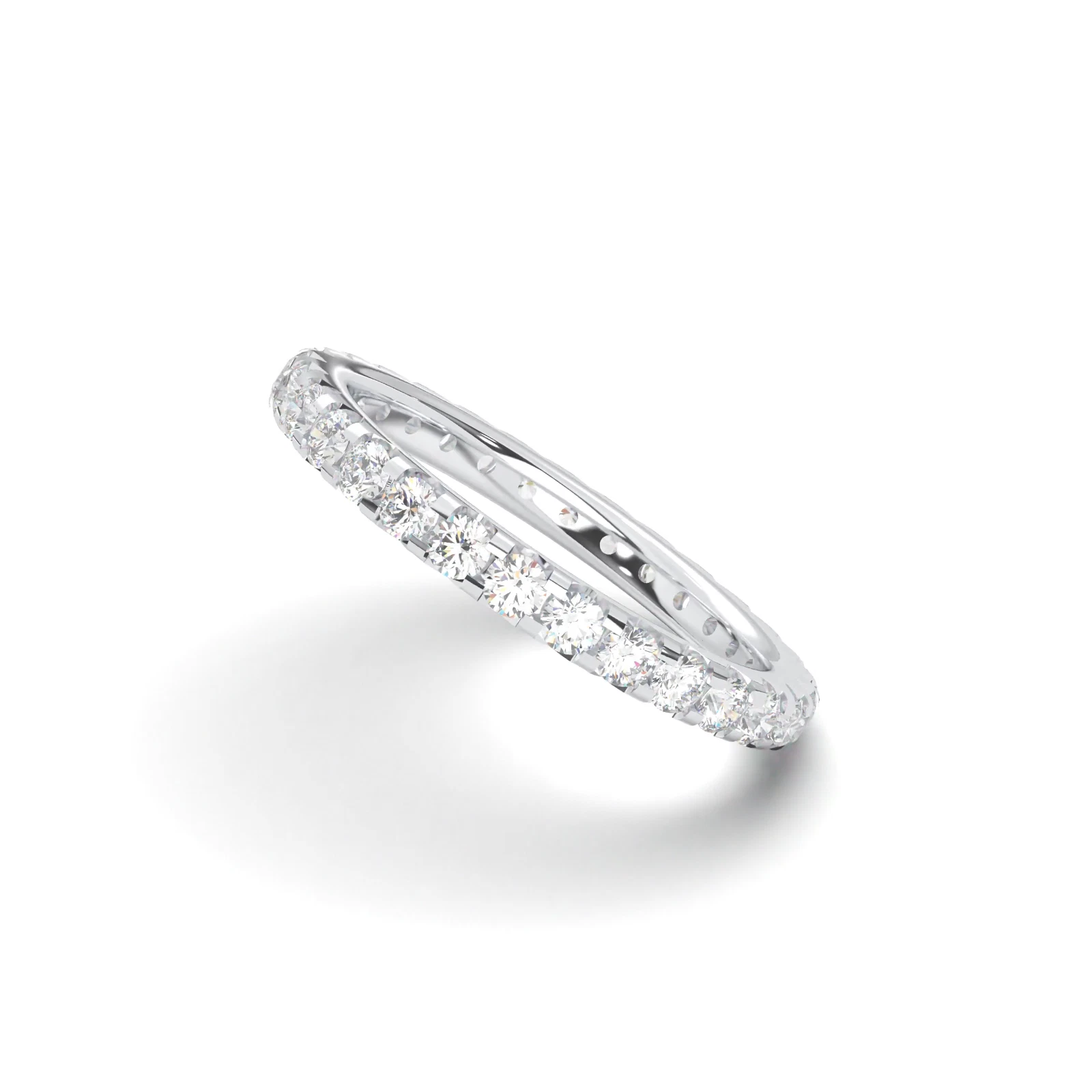0.90Ct Round Cut Lab Grown Diamond/CVD Eternity Band 14k White Gold image-2