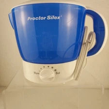 Proctor Silex HP04 Hot Pot Electric Kettle Blue White 32oz Tested Working