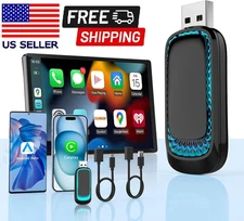 Wireless Apple CarPlay Android Auto Adapter with RGB Ambient Lighting 2-in-1 USB