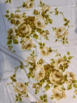 Vintage Juno Blanket Yellow Flowers Satin Trim 70x83