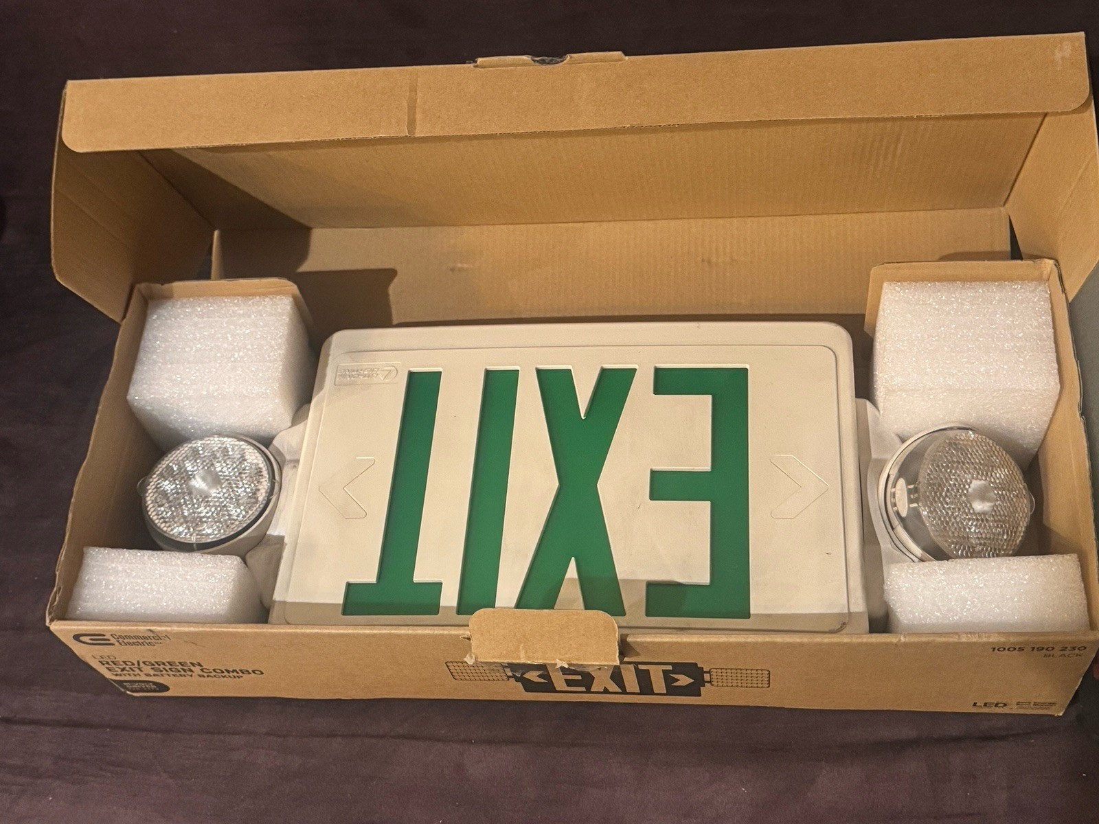 Commercial Electric Red/Green LED Black or White Exit Sign and Emergency Light