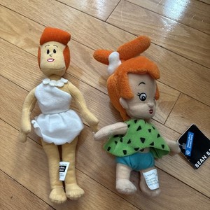 VTG Warner Bros Studio Store Wilma Flintstone Plush Bean Bag 8" And Pebbles Bean