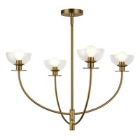 Kronleuchter Glas Metall 67,3Cm Breit H: Max. 129,4Cm In Gold 4X E14 HäNgelampe